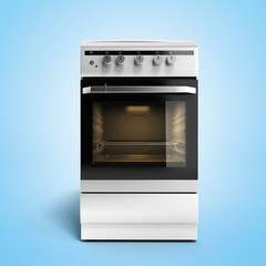 Gas stove 3d render on blue gradient background