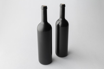 Wine bottles on a gray background