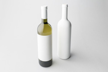 Wine bottles on a gray background