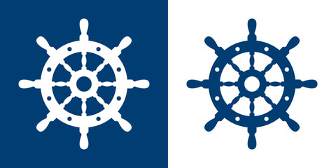 Icono plano timon azul y blanco © teracreonte