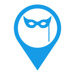 Icono plano localizacion mascara de carnaval azul