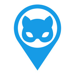 Icono plano localizacion mascara de gato azul