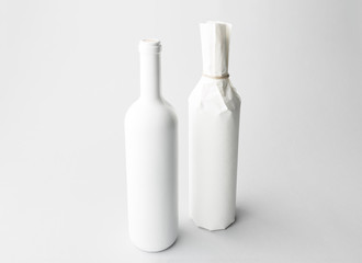Wine bottles on a gray background