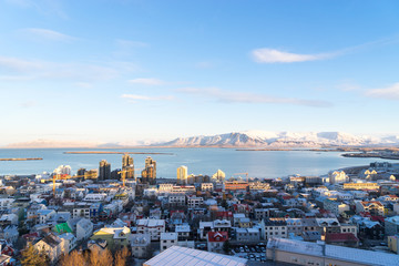 Obraz premium View of Reykjavik from the top of the Hallgrimskirkja Cathedral