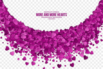 Abstract Vector 3d Hearts on Transparent Backdrop. Valentine's Day illustration