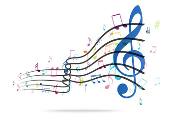 Colorful music Notes Background