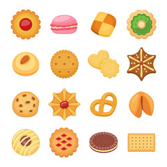 Different cookie cakes isolated vector set