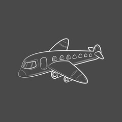 Hand draw sketch Transportation Travel icons plane. Vector illustration