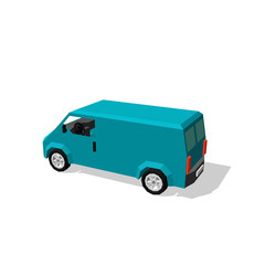 Polygonal minibus. Isolated on white background. Vector illustra