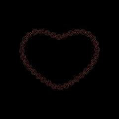 Chain frame. Heart.Isolated on black background.Vector outline i