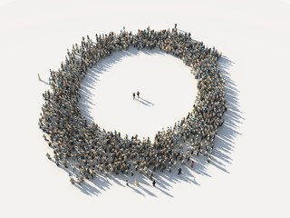 crowd of people as a circle