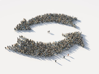 crowd of people as the two opposite arrows