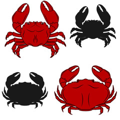 Set of crab icons isolated on white  background. Seafood. Design