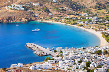 View of the Aegiali beach, Amorgos island, Greece - obrazy, fototapety, plakaty