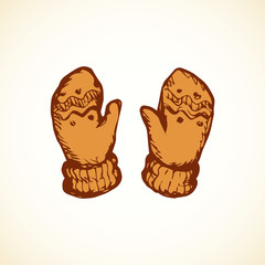 Mittens. Vector drawing