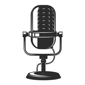 recommend clip art: vintage microphone icon isolated on white background. Design ele