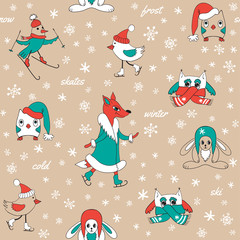 Funny animals in winter