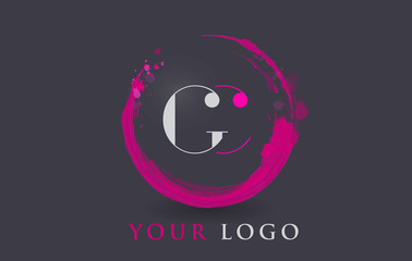 GC Letter Logo Circular Purple Splash Brush Concept.