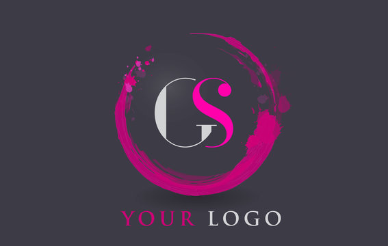 GS Letter Logo Circular Purple Splash Brush Concept.