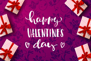 Fototapeta premium Hand drawn calligraphy lettering Happy Valentine's Day