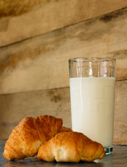 Croissants and glass of milk