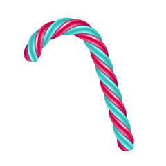 Candy cane with red and turquoise stripes.