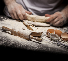 Baker prepares bread.