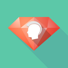 Long shadow  diamond with  a male punk head silhouette