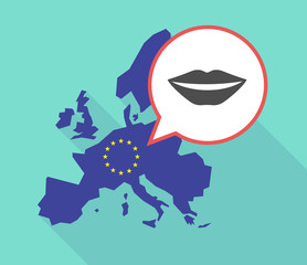 Map of the EU map with  a female mouth smiling
