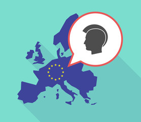 Map of the EU map with  a male punk head silhouette