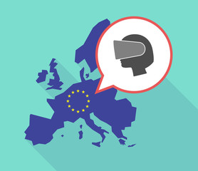 Map of the EU map with  a female head wearing a virtual reality