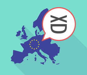Map of the EU map with   a laughing text face