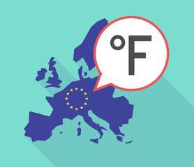 Map of the EU map with  a farenheith degrees sign