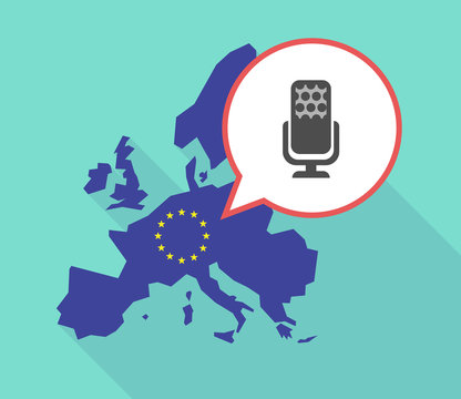 Map of the EU map with  a microphone sign