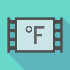 Long shadow film frame with  a farenheith degrees sign