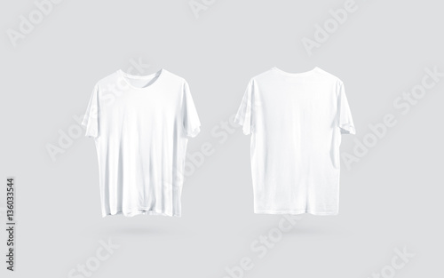 Download Blank White T Shirt Front And Back Side View Design Mockup Clear Plain Cotton Tshirt Mock Up Template Isolated Apparel Store Logo Branding Dress Crew Shirt Front And Backwards Wall Mural Alexandr Bognat