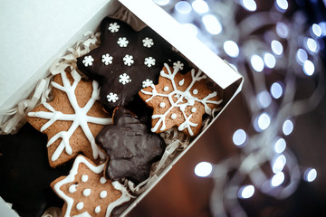 Christmas gingerbread handmade in paper box