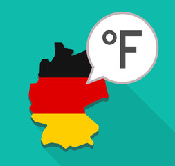 Map of Germany with  a farenheith degrees sign