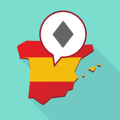 Map of Spain with  the  diamond  poker playing card sign