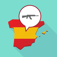 Map of Spain with  a machine gun sign