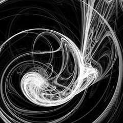 3D surreal Black and White illustration. Sacred geometry. Mysterious psychedelic relaxation pattern. Fractal abstract texture. Digital artwork graphic astrology magic