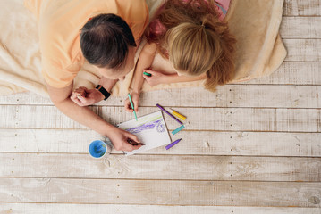 Cute family painting image at home