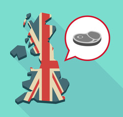 Map of UK with  a steak icon