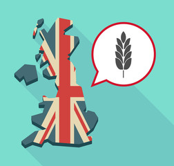 Map of UK with  a wheat plant icon