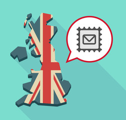 Map of UK with  a mail stamp sign