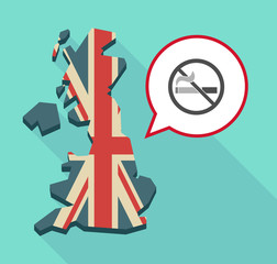 Map of UK with  a no smoking sign