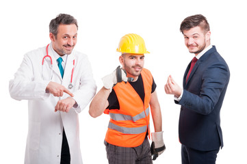 Succesful doctor doing call gesture