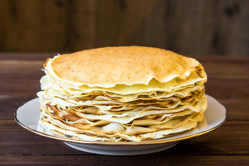 fresh homemade stack of crepes