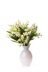 mayflowers spring white bouquet isolated