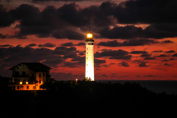lighthouse at sunset in Biarritz